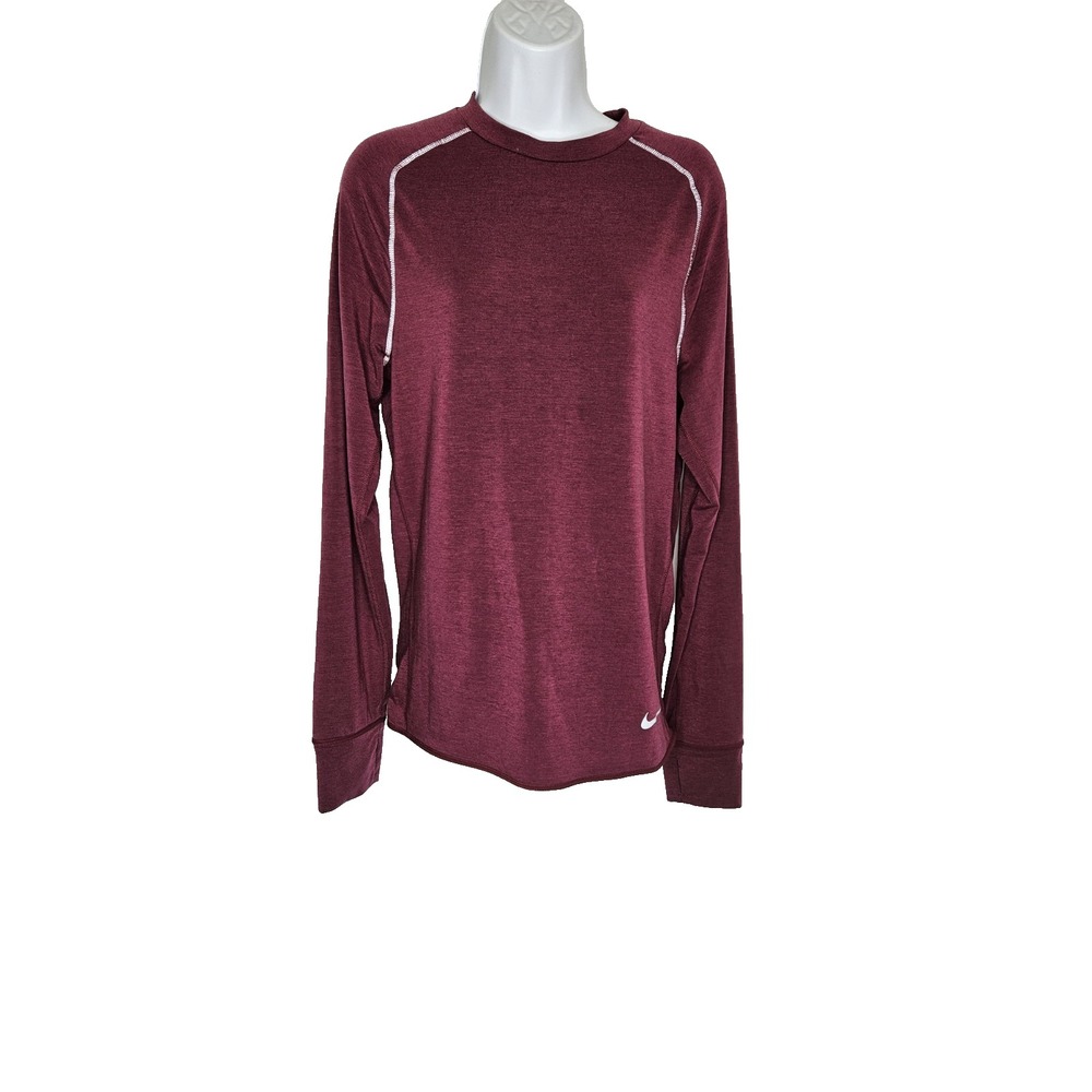 Nike Dri-FIT Top Womens S‎ Burgundy Reflective Athleisure Sporty Minimalist